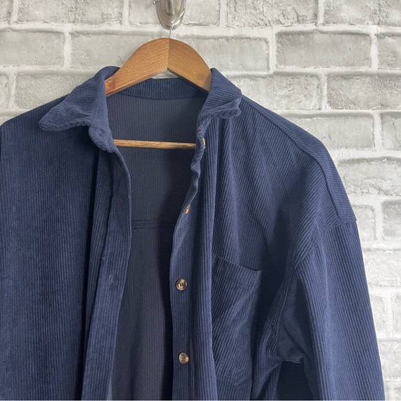 Corduroy Country Blue Button Front Lightweight Boutique Shaket Jacket Sz M - Picture 1 of 6